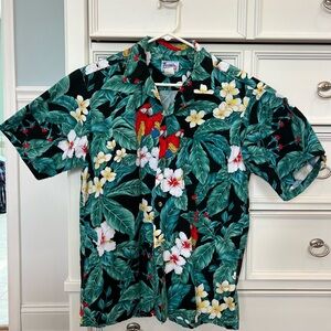 Hawaiian Parrot and Leaf Print Men's Shirt